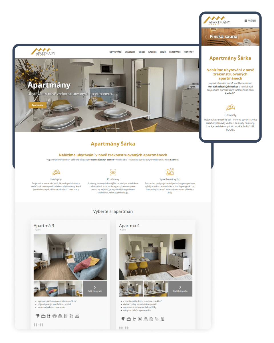 Vytvoření webových stránek pro Váš apartmán