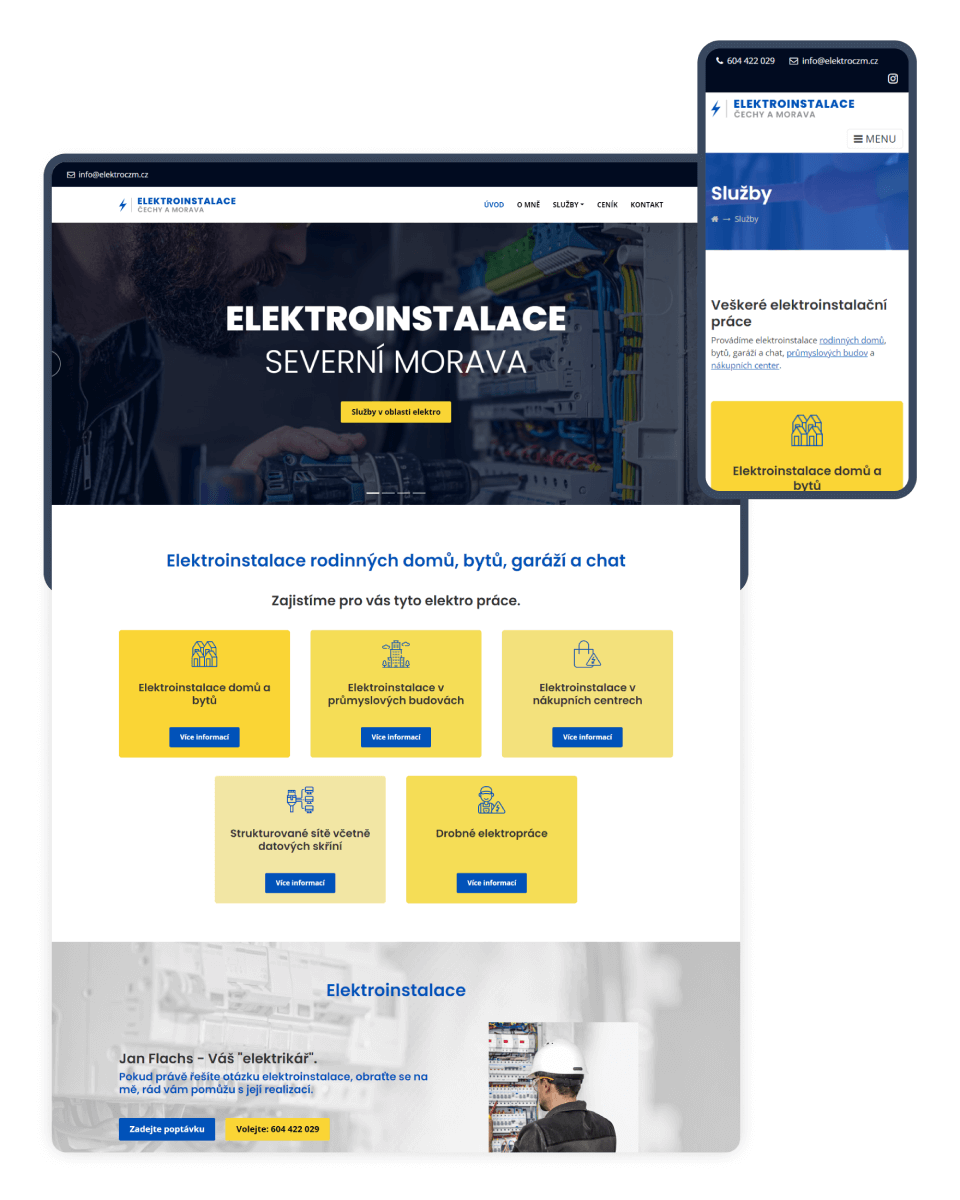 Vytvoření webových stránek pro "elektrikáře"