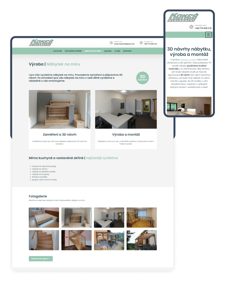 Vytvoření webových stránek pro výrobce nábytku